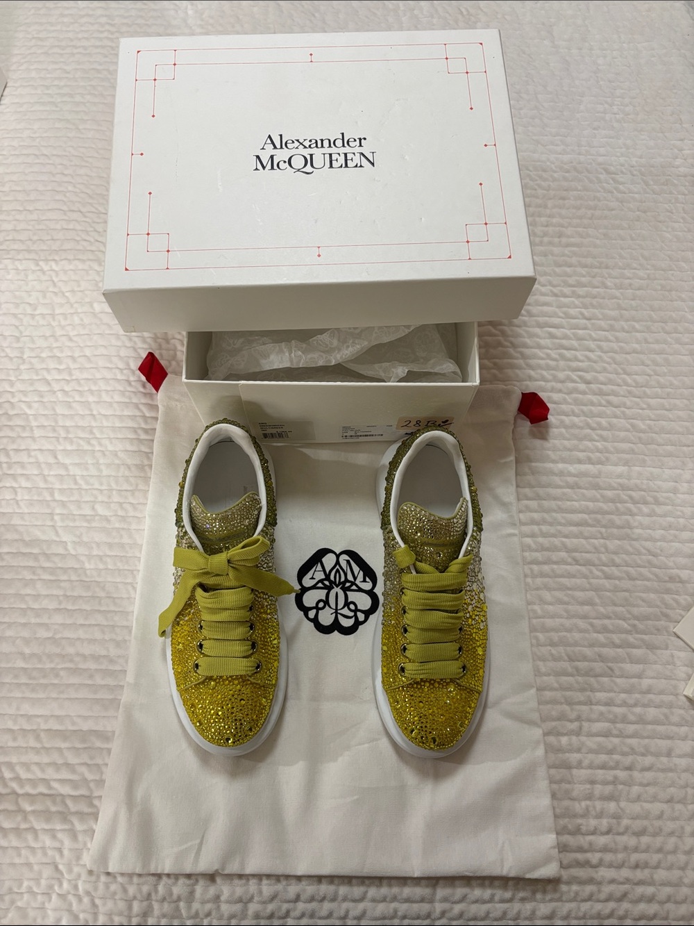 Alexander McQUEEN Yellow Glitter Low-Top Sneakers